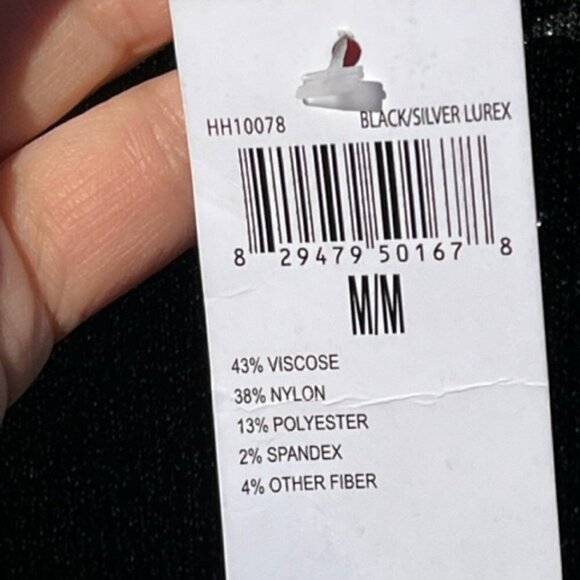 House of Harlow 1960 NWT Women's Black Silver Lurex Metallic Dress Mock Neck Med - Picture 4 of 12